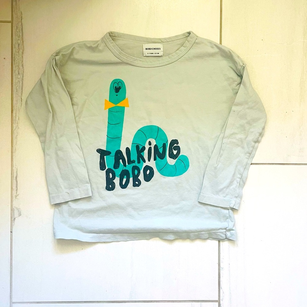 Bobo Choses Green Long Sleeve Tee Relaxed Fit